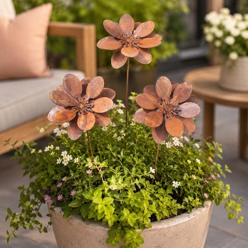 Set rustic metal flower - 3,