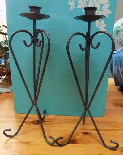 Vintage candlesticks wrought - candlesticks,