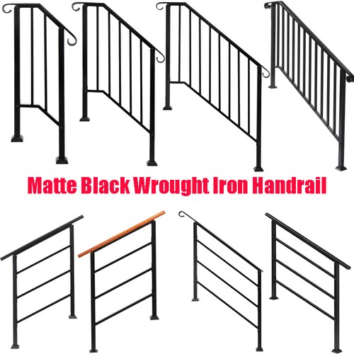 Black wrought iron - black, handrail