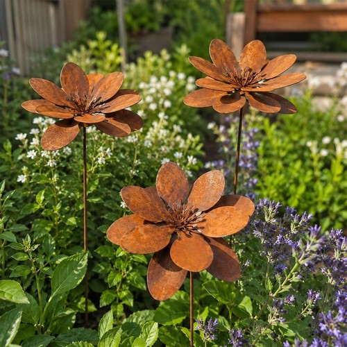 3pcs rustic metal flower - 3pcs,
